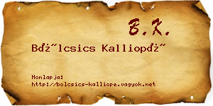 Bölcsics Kalliopé névjegykártya